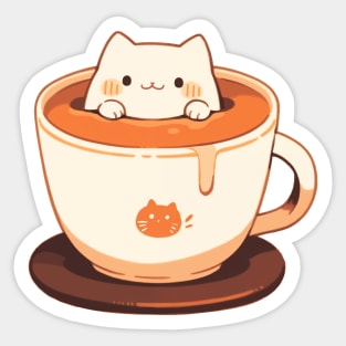 Kawaii kitten in a cup Sticker